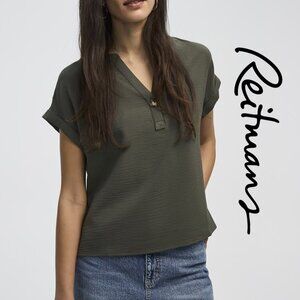 Reitmans Extended-Sleeve Split-Neck Blouse Large